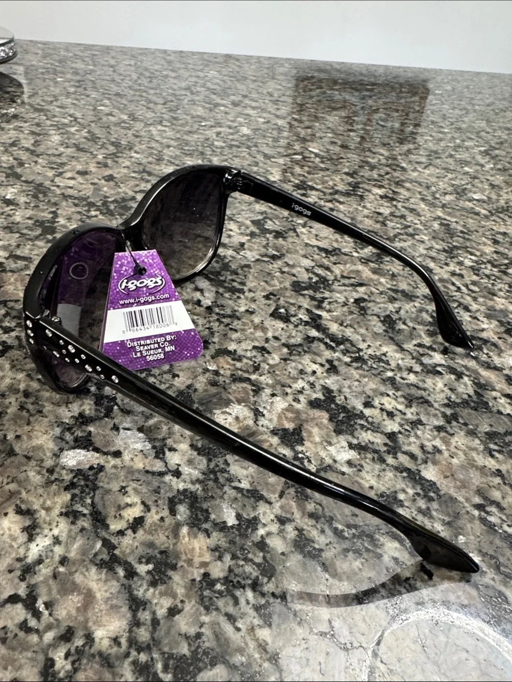 Black Cat-Eye Sunglasses with Silver Crystal Accents NWT